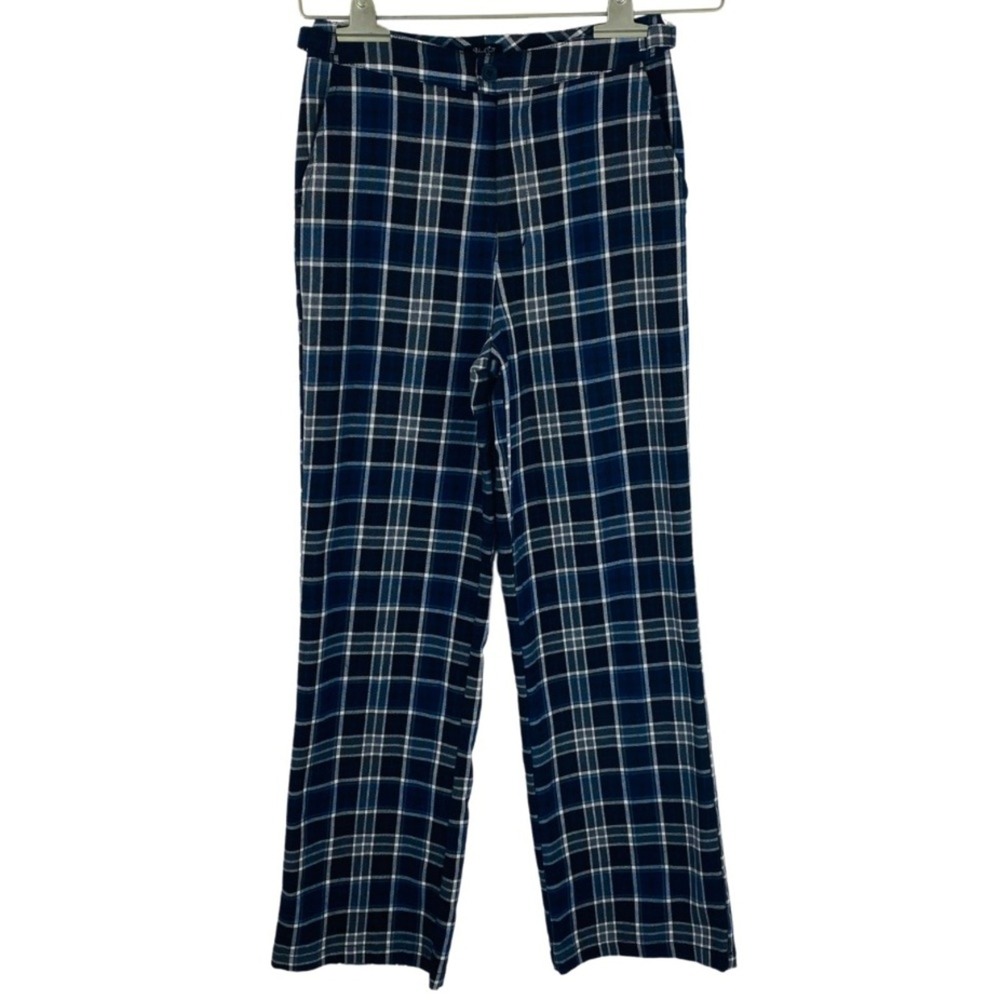 Brandy Melville J Galt Blue Plaid High Waisted Trouser Pants Soft Grunge Y2K OS